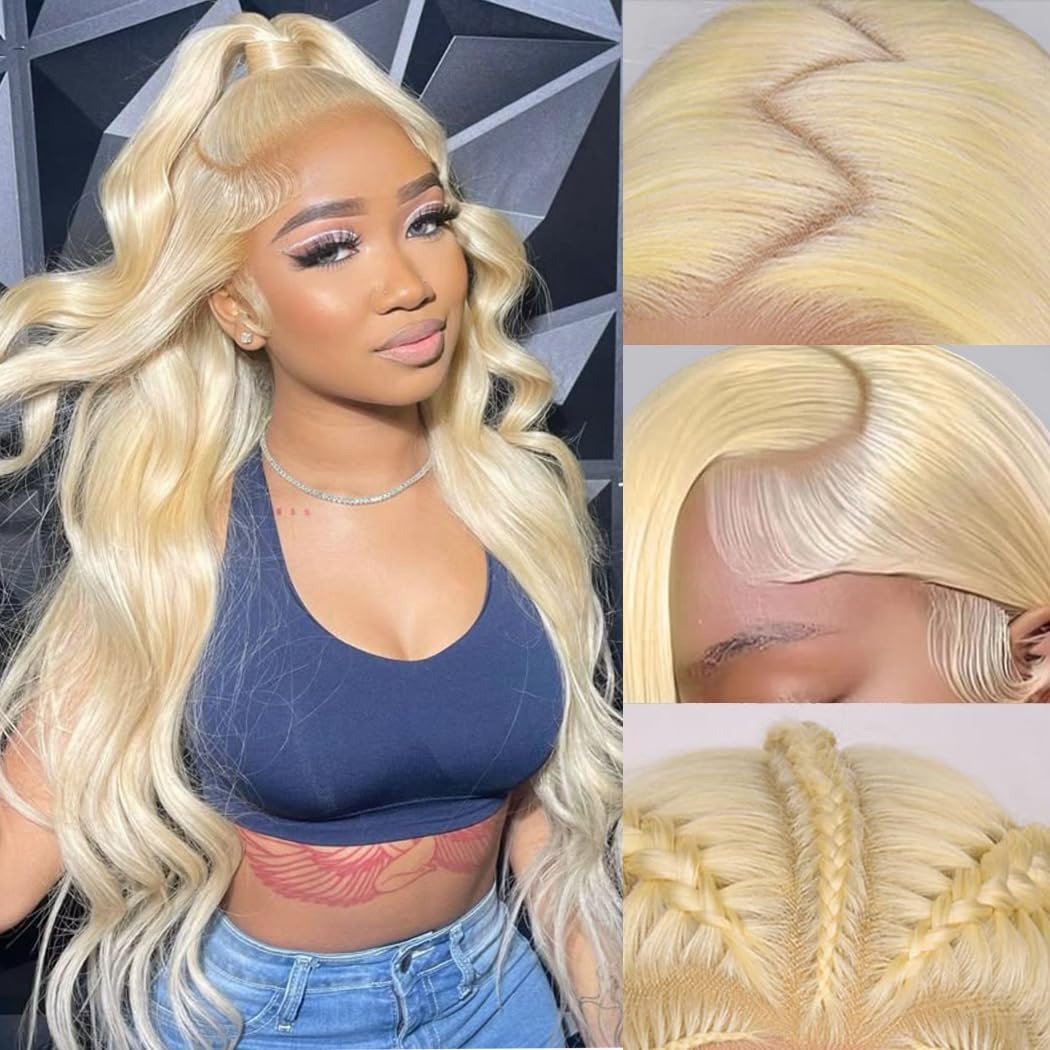 613 Blonde Body Wave Lace Front Wig - วิกผมหน้าผากลูกไม้ HD 613 ความหนาแน่น 200% ขนาด