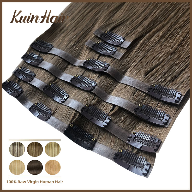 Seamless Clip In Hair Extensions Human Hair - ตรงที่มองไม่เห็น PU คลิปเต็มหัวต่อผมมนุษย์จริง 100% บราซิล Virgin