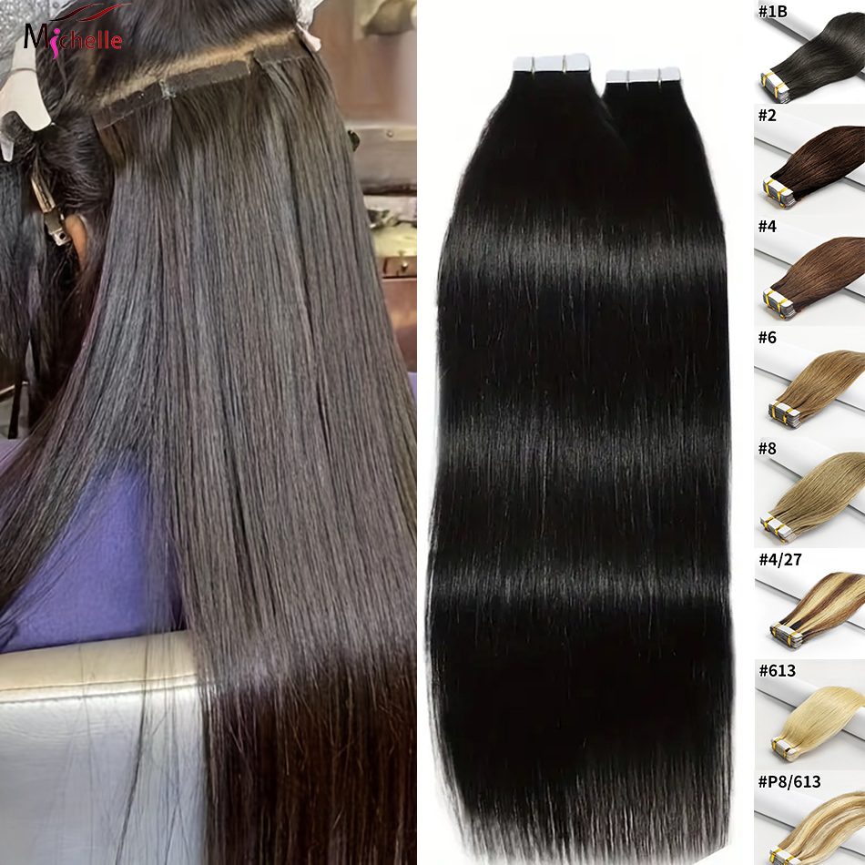 Invisible Tape In Extensions Real Hair - เทปต่อผมตรง ผมแท้บราซิล 20 ชิ้น เทปต่อผมแบบตรง ติดแน่น