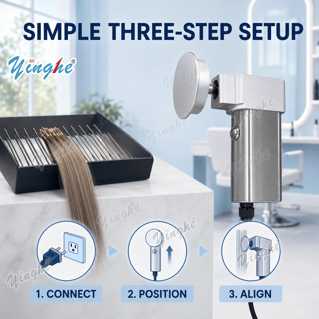 Hair Bundles - เครื่องจัดเรียงผมอัตโนมัติรุ่นอัพเกรด, ที่จัดระเบียบเครื่องหนีบผม Slider Pro, อุปกรณ์จัดเก็บผมธรรมชาติจำนวนมาก, อุปกรณ์ร้านเสริมสวยสแตนเลส