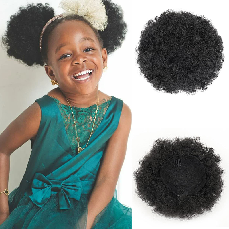 Drawstring Afro Curly Puff Ponytail - 6 นิ้ว Afro พัฟ Drawstring หางม้าสังเคราะห์อุปกรณ์เสริมผม