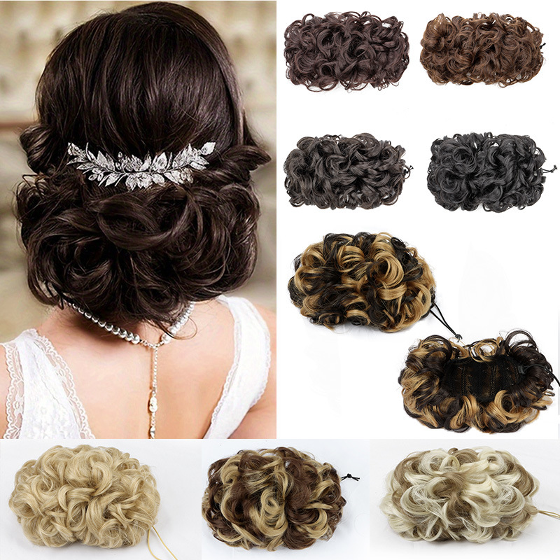 Claw Clip Messy Bun Hair Piece - กิ๊บติดผมทรงบันสำหรับผู้หญิง เส้นใยสังเคราะห์ ฟูเป็นธรรมชาติ ทรงผมยุ่งๆ แบบชิญอง ปรับขนาดได้ด้วยเชือกผูก