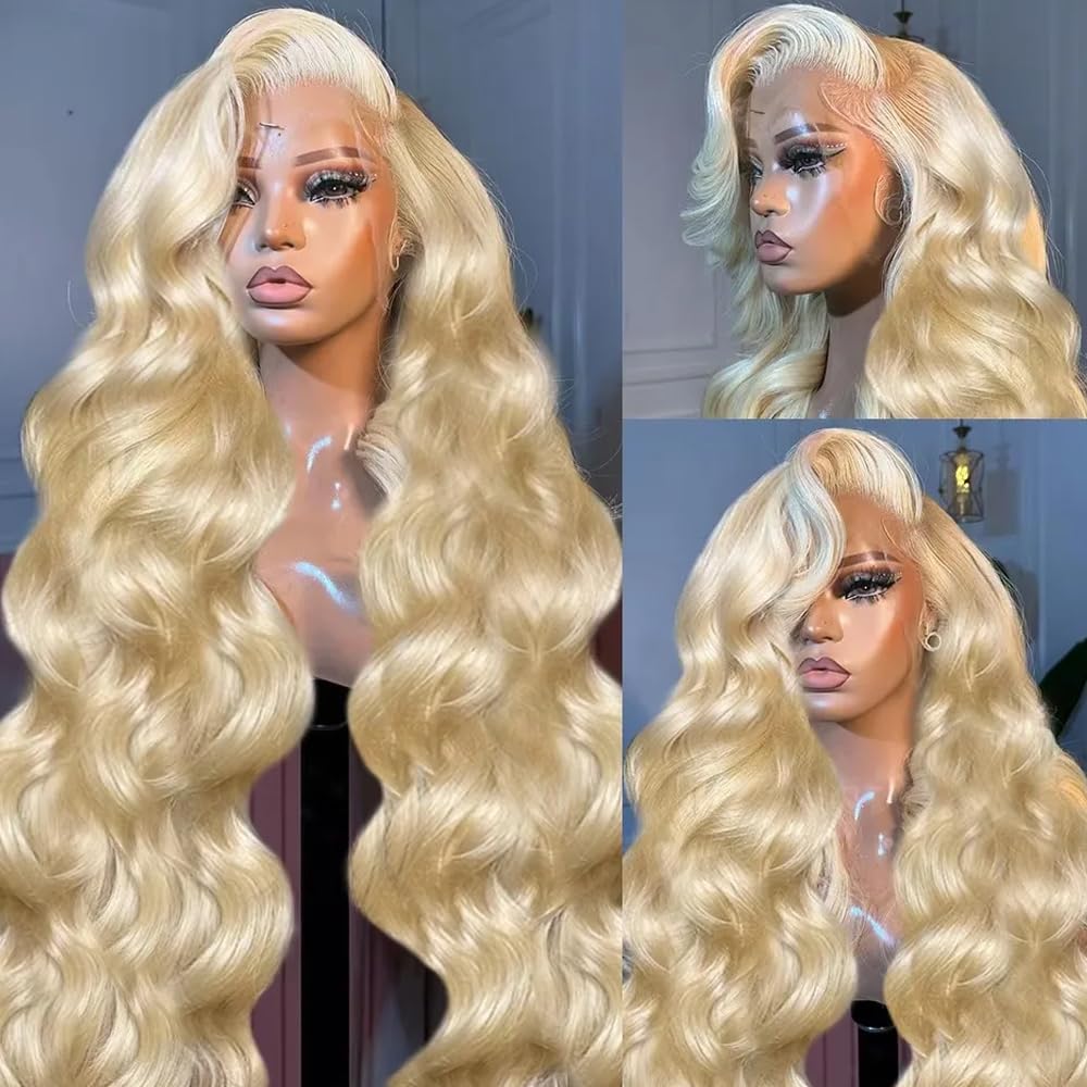 613 Blonde Body Wave Lace Front Wig - # วิกผมแท้สีบลอนด์ 613 ทรงบอดี้เวฟ ยาว 36