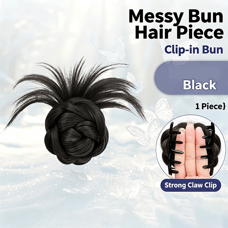 Claw Clip Messy Bun Hair Piece - ผมปลอมทรงมวยยุ่งๆ แบบฟูฟ่องและมีหนาม พร้อมกิ๊บหนีบแน่น ทำจากเส้นใยสังเคราะห์ น้ำหนักเบา สวมใส่ง่ายสำหรับทรงผมเกล้าขึ้น
