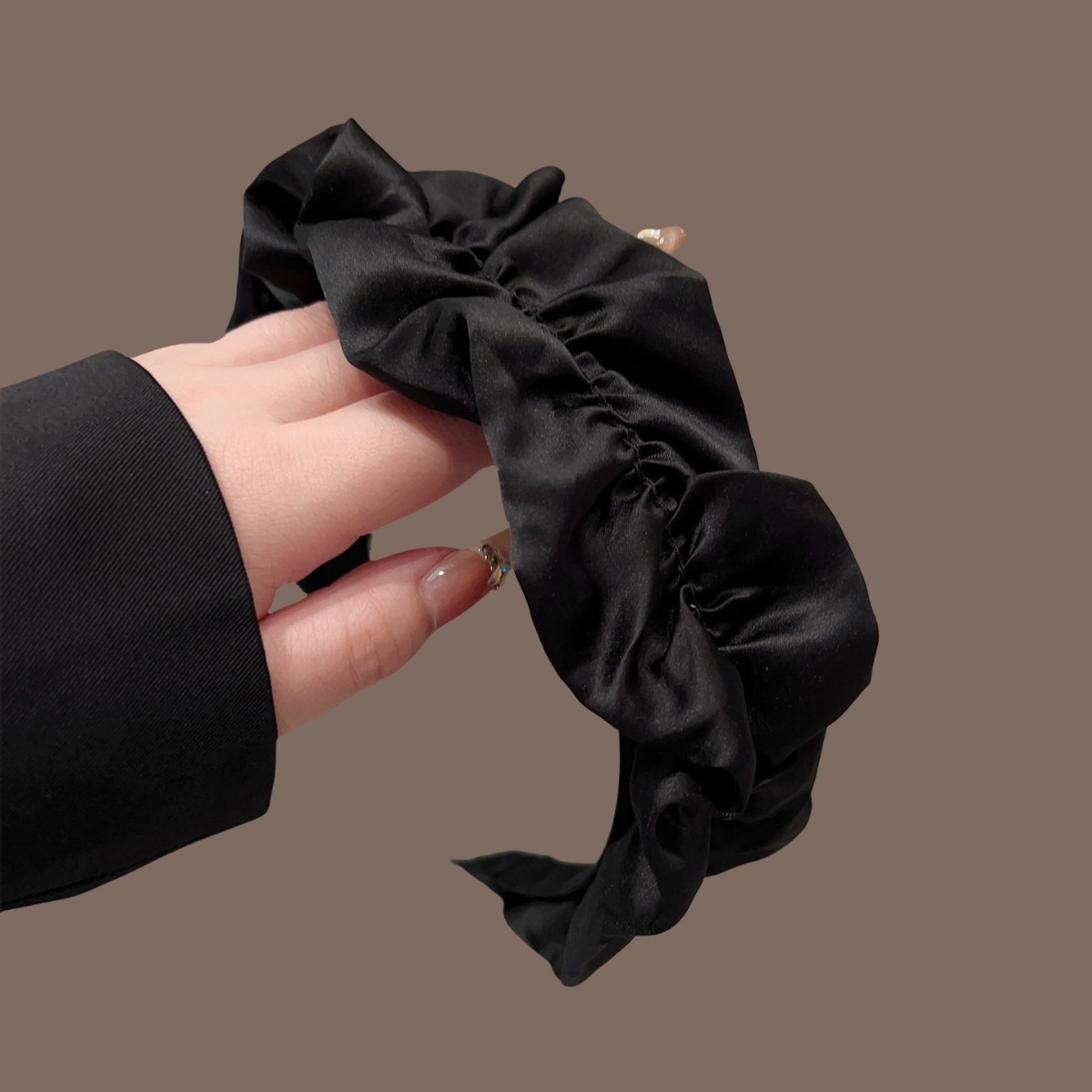 Hair Clips - ที่คาดผมริบบิ้นสีดำทำมือ หรูหรา น้ำหนักเบา สง่างาม ลึกลับ ใช้งานสะดวก