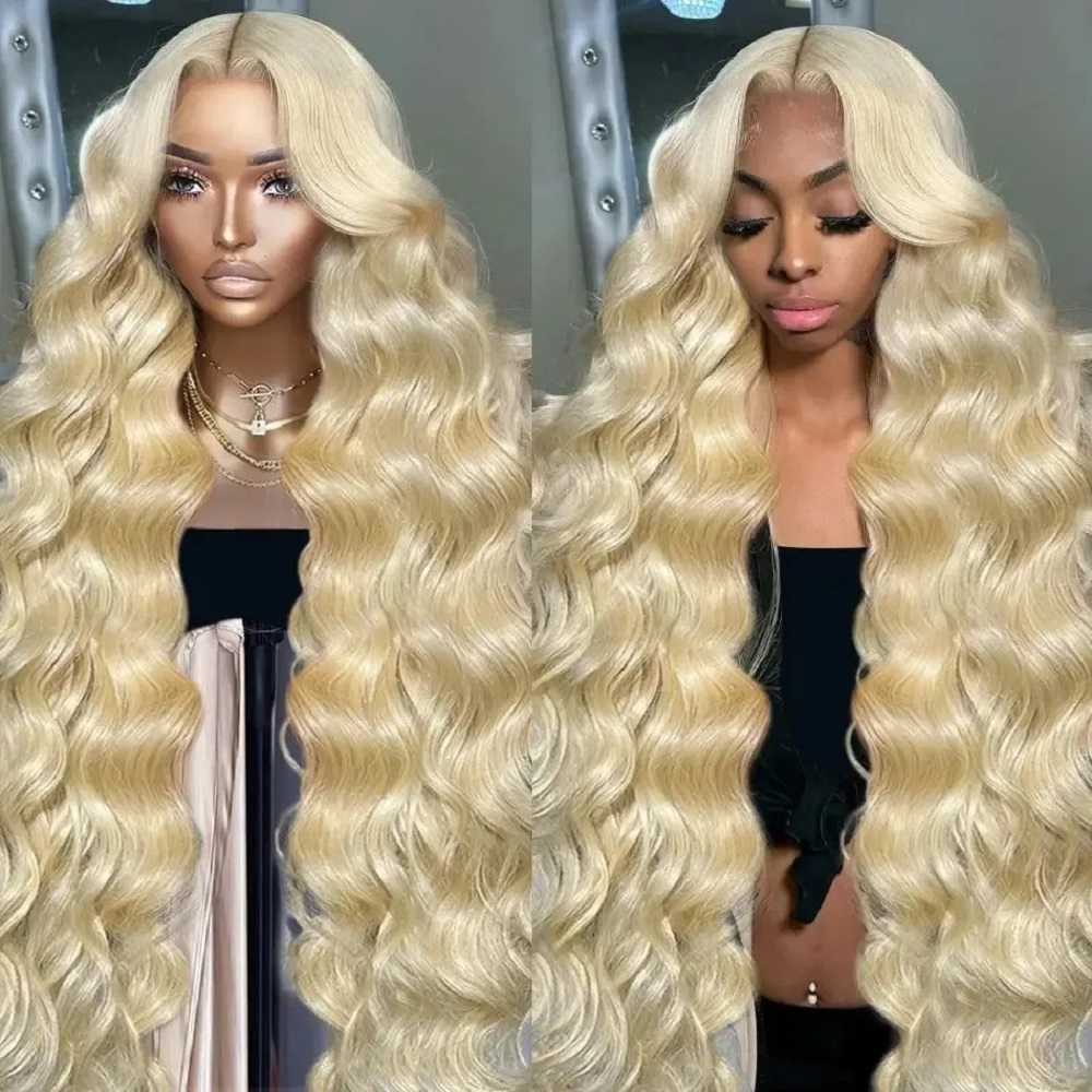613 Blonde Body Wave Lace Front Wig - วิกผมลูกไม้ด้านหน้า 46 นิ้ว สีบลอนด์ HD 13x4