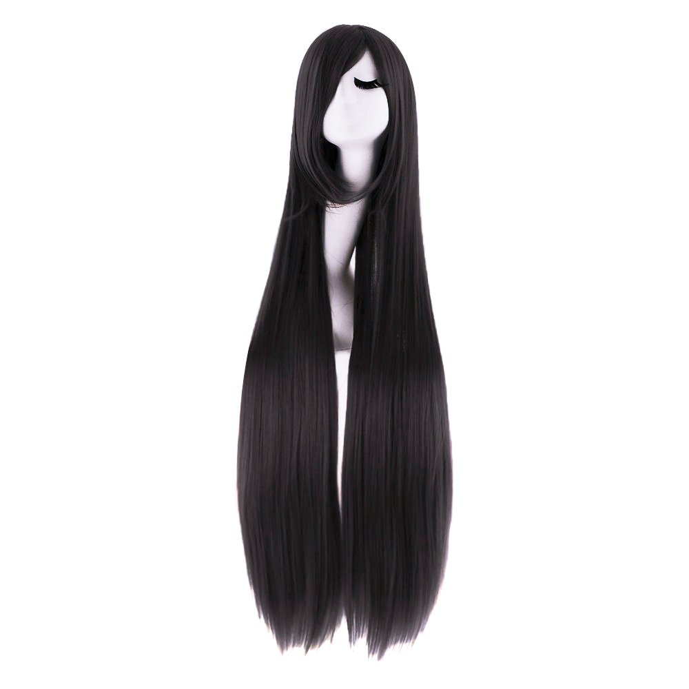 Synthetic Braided Wigs For Black Women - 40 นิ้ว 100 ซม.ยาวตรงคอสเพลย์วิกผมผู้หญิงผู้ชายสังเคราะห์ผมสําหรับเครื่องแต่งกายปาร์ตี้วิกผมสีดํา Bangs อะนิเมะเครื่องแต่งกาย