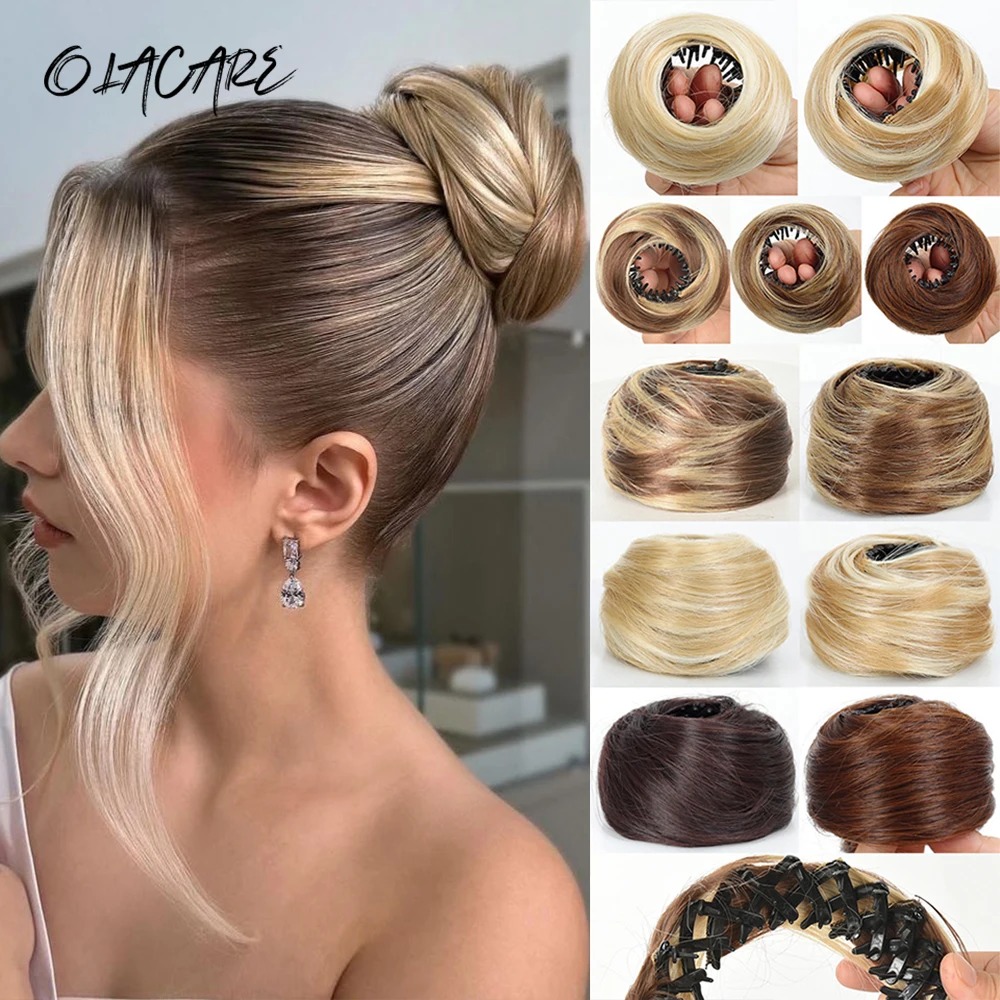 Claw Clip Messy Bun Hair Piece - กิ๊บหนีบผมแบบมินิสังเคราะห์ สำหรับทำผมทรงโดนัท ทรงมวยผมยุ่งๆ สำหรับผู้หญิงและเด็กผู้หญิง ผมหยิกทรงชิญอง ทรงรังนก