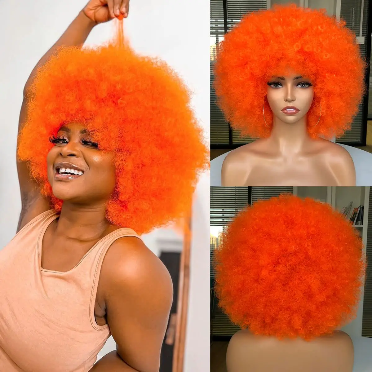 วิกผมแอฟโฟรวิกผมหยิกสำหรับผู้ห - Synthetic Braided Wigs For Black Women บทวิจารณ์และราคา