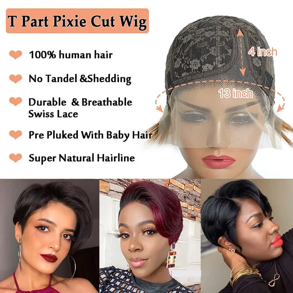สั้น Pixie ตัดวิกผมผมมนุษย์ T  - Short Pixie Cut Wig Human Hair Cheap บทวิจารณ์และราคา