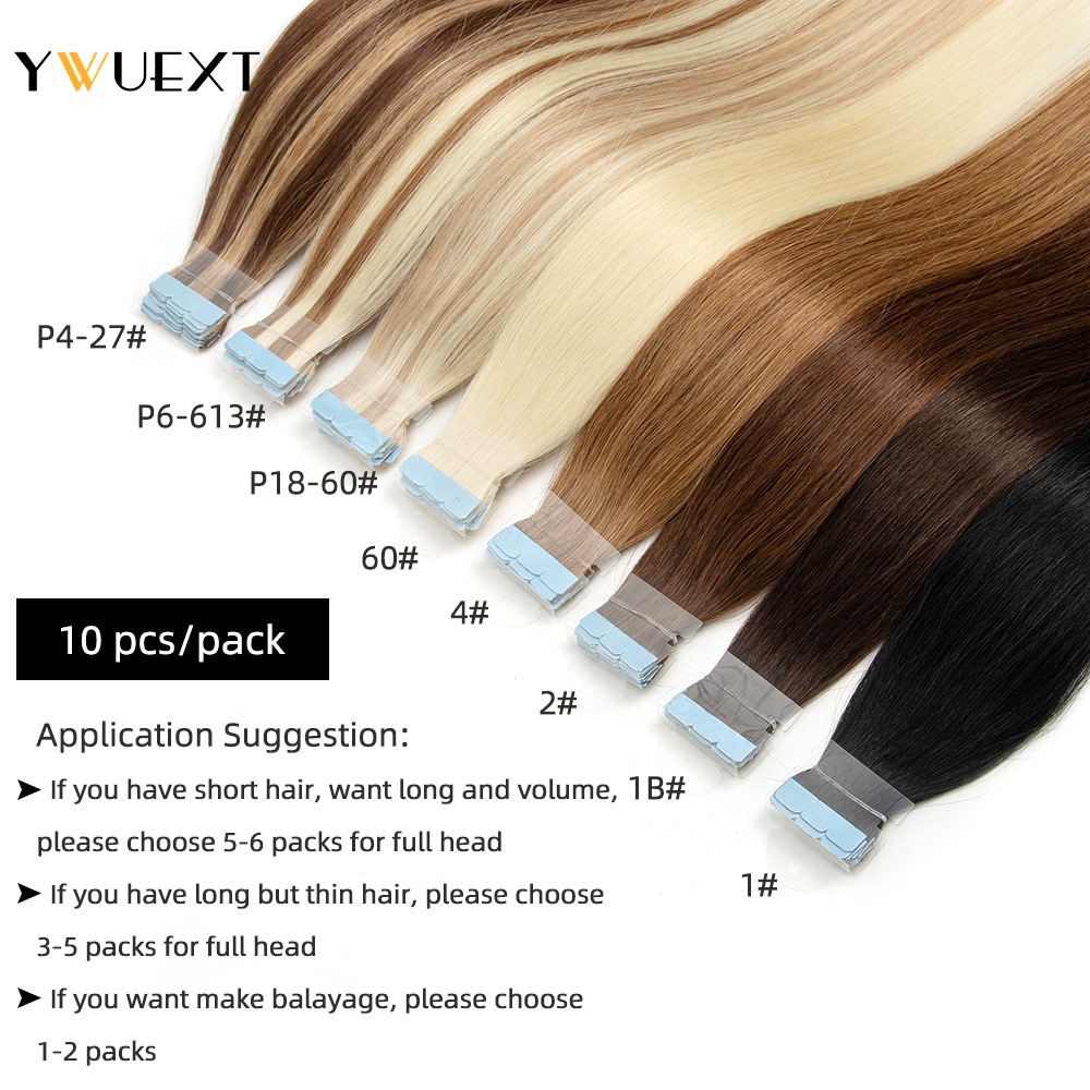 Ywuext เทปขนาดเล็กผมต่อมนุษย์ต - Invisible Tape In Extensions Real Hair บทวิจารณ์และราคา