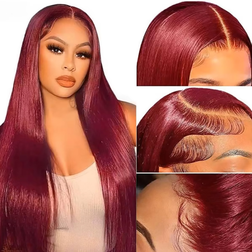 วิกผมแท้สีเบอร์กันดี 99J แบบผม - Lace Front Wigs บทวิจารณ์และราคา