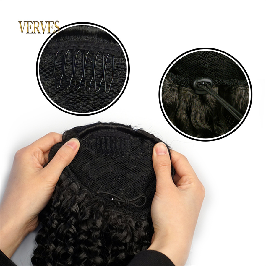 VERVES Synthetic Drawstring พั - Drawstring Afro Curly Puff Ponytail บทวิจารณ์และราคา
