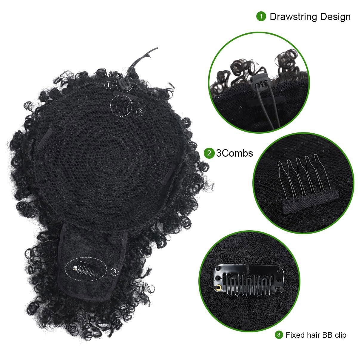 AfroพัฟKinky CurlyผมUpdoต่อผมห - Drawstring Afro Curly Puff Ponytail บทวิจารณ์และราคา