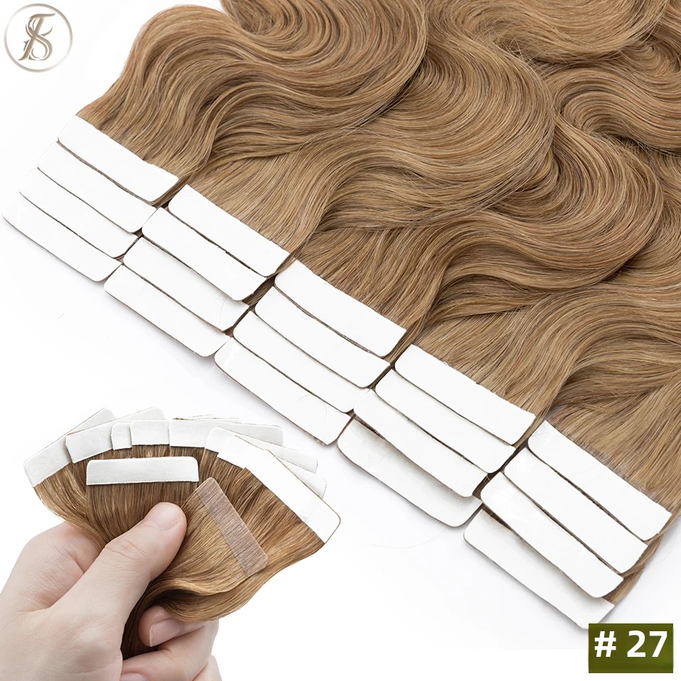 TESS 20pcs หยักเทปต่อผมมนุษย์  - Invisible Tape In Extensions Real Hair บทวิจารณ์และราคา