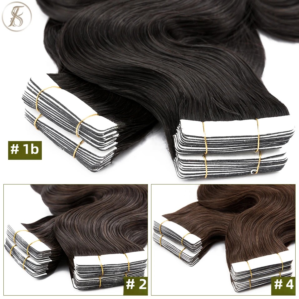 TESS 20pcs หยักเทปต่อผมมนุษย์  - Invisible Tape In Extensions Real Hair บทวิจารณ์และราคา