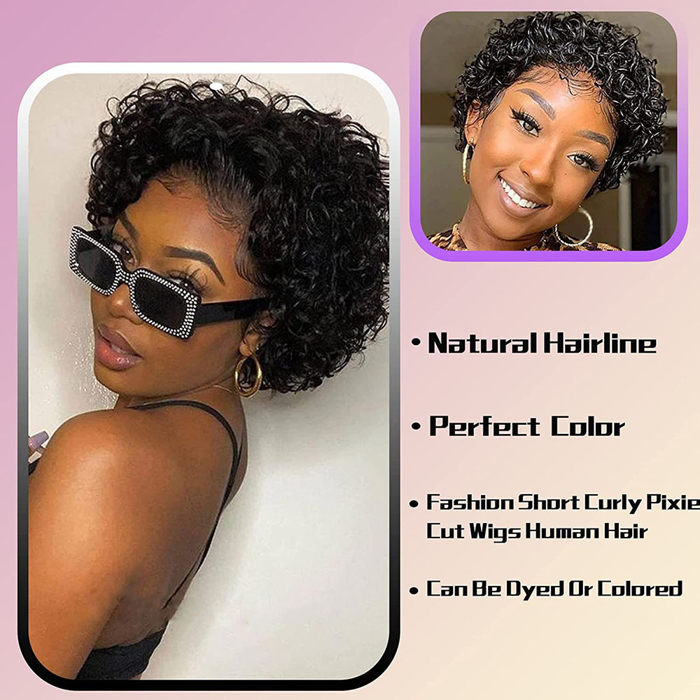 สั้น Pixie ตัดวิกผมหยิกวิกผมผม - Short Pixie Cut Wig Human Hair Cheap บทวิจารณ์และราคา