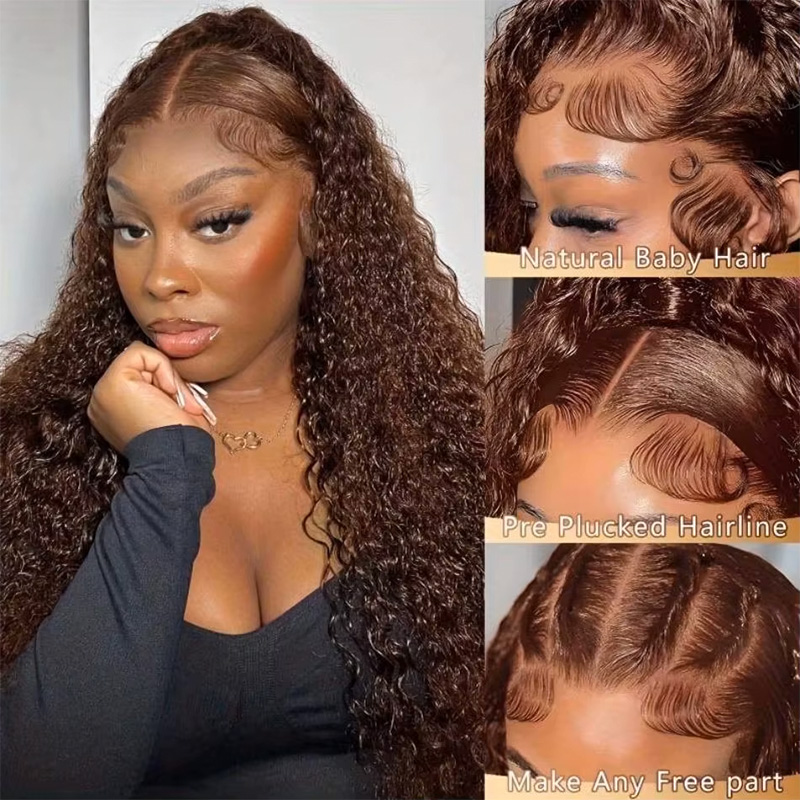 วิกผมหน้าผากลูกไม้แบบใสสีน้ำตา - Hd Lace Frontal Wig Human Hair Pre Plucked บทวิจารณ์และราคา