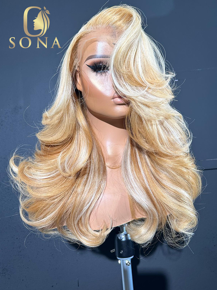 613 #   27 #   วิกผมหน้าผากลูก - 613 Blonde Body Wave Lace Front Wig บทวิจารณ์และราคา