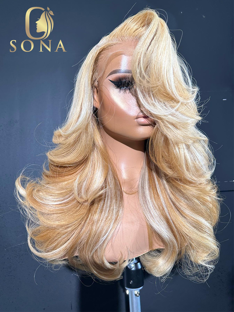 613 #   27 #   วิกผมหน้าผากลูก - 613 Blonde Body Wave Lace Front Wig บทวิจารณ์และราคา