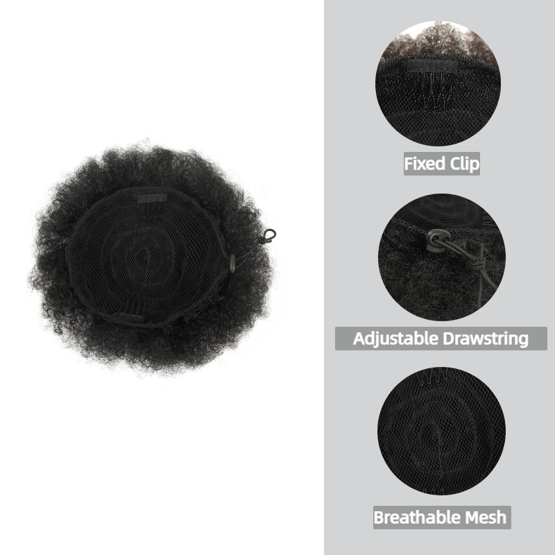 ผมปลอมแบบ Afro Puff ทรงหางม้าแ - Drawstring Afro Curly Puff Ponytail บทวิจารณ์และราคา