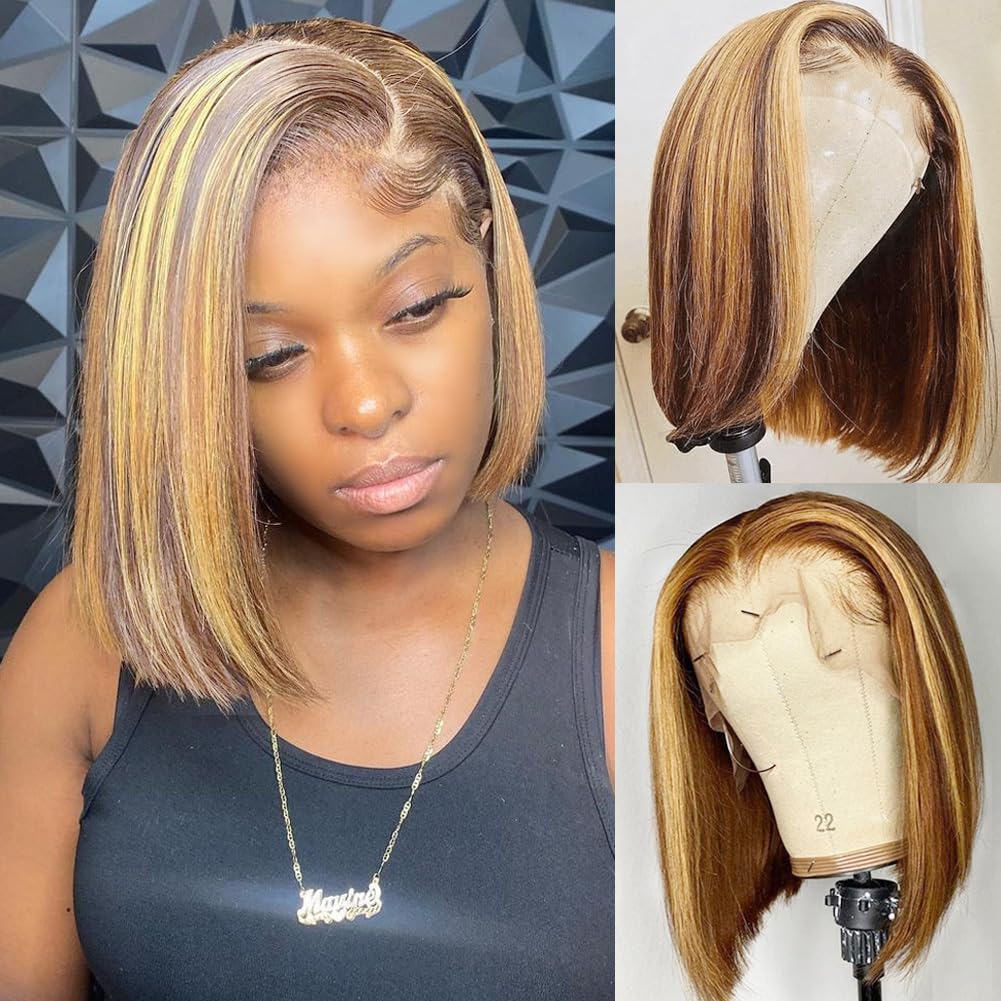 วิกผมบ๊อบผมแท้ 13x4 HD Lace Fr - Pre Parted 13X4 Lace Front Bob Wig บทวิจารณ์และราคา