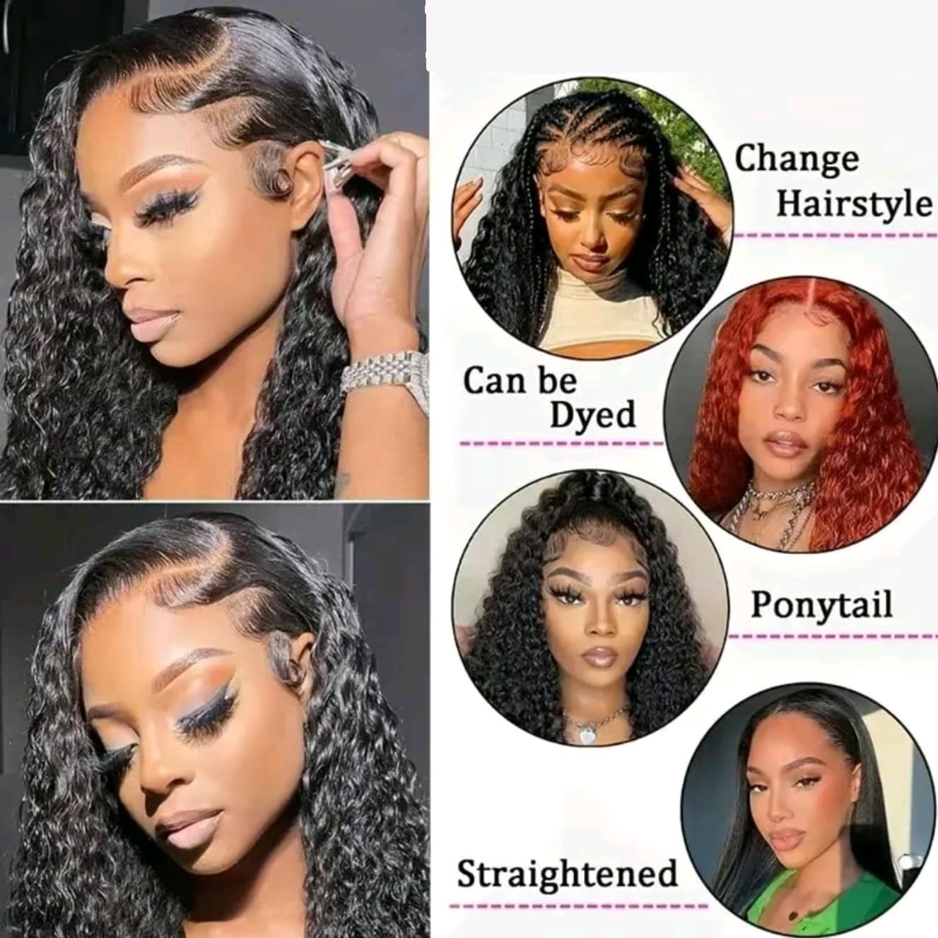 วิกผมลูกไม้เต็มศีรษะแบบโปร่งใส - Human Hair Wigs บทวิจารณ์และราคา