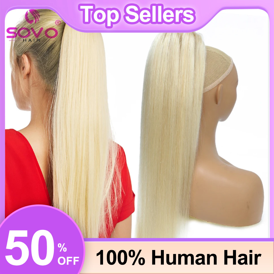 SOVO Drawstringหางม้าผมมนุษย์ต - Seamless Clip In Hair Extensions Human Hair บทวิจารณ์และราคา