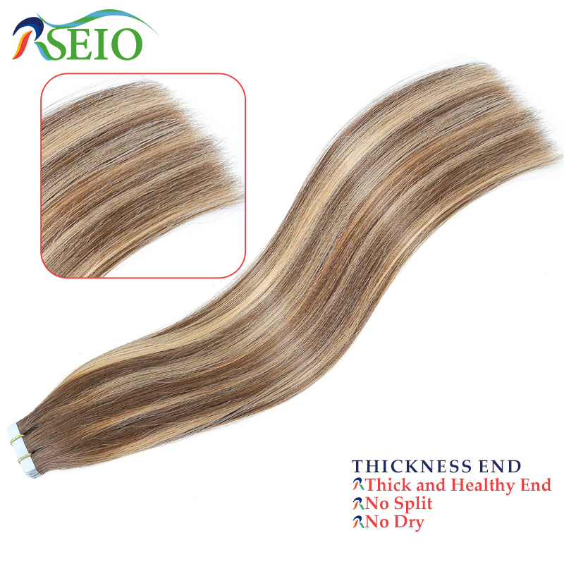 เทปตรง rseio ในผมต่อมนุษย์ต่อผ - Invisible Tape In Extensions Real Hair บทวิจารณ์และราคา