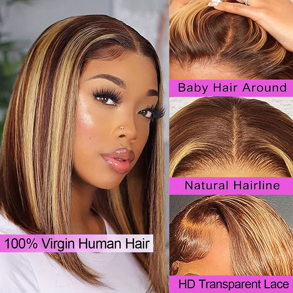 วิกผมบ๊อบสั้นตรง ผมแท้ สี P4/2 - Glueless Wear And Go Human Hair Wig บทวิจารณ์และราคา