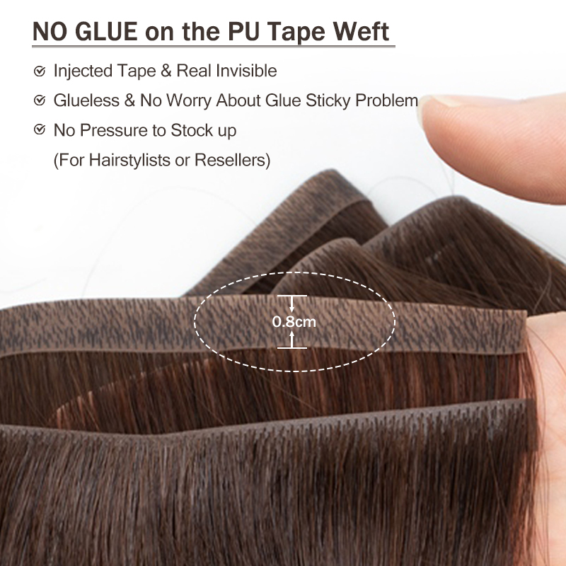 ยาวที่มองไม่เห็นเทป PU Weft Hu - Invisible Tape In Extensions Real Hair บทวิจารณ์และราคา