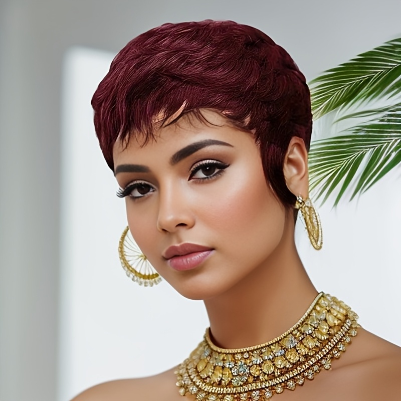 วิกผมสีแดง วิกผมสั้นทรงพิกซี่ส - Short Pixie Cut Wig Human Hair Cheap บทวิจารณ์และราคา