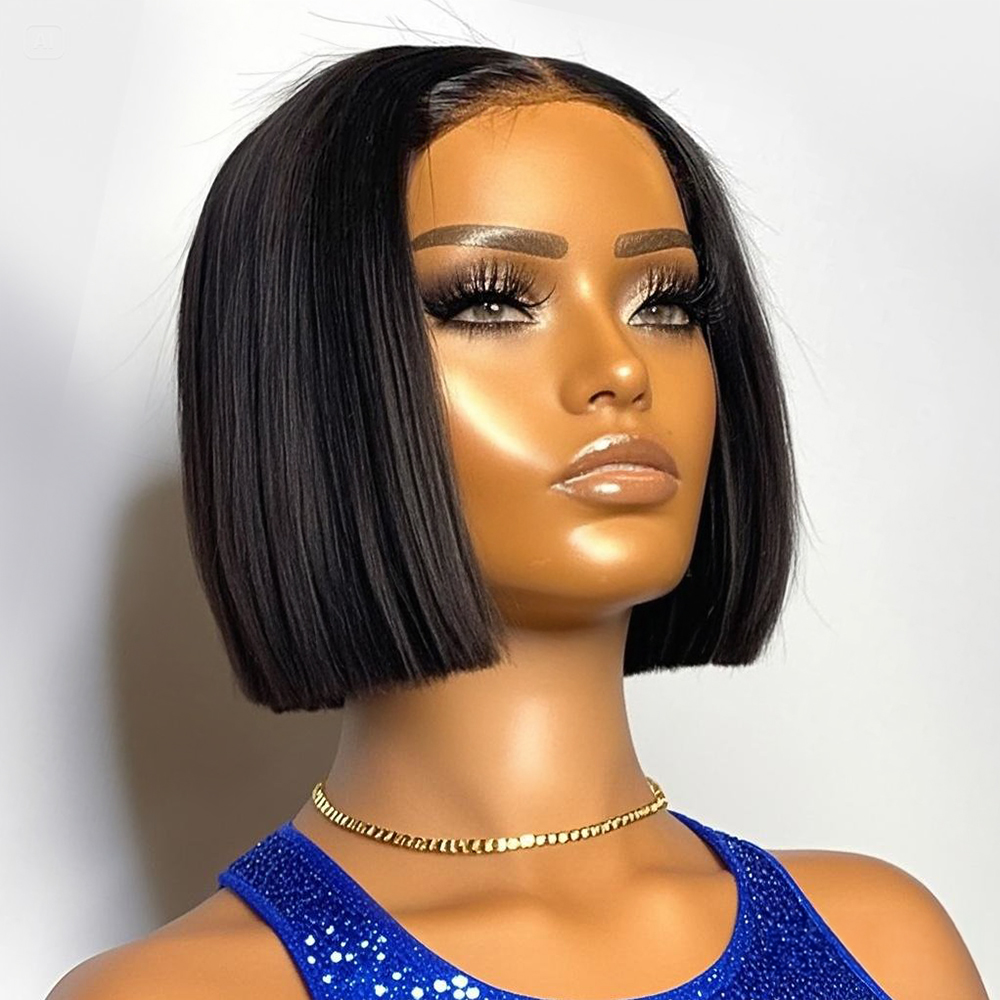 วิกผมบ๊อบสั้นตรง ความหนาแน่น 2 - Glueless Wear And Go Human Hair Wig บทวิจารณ์และราคา