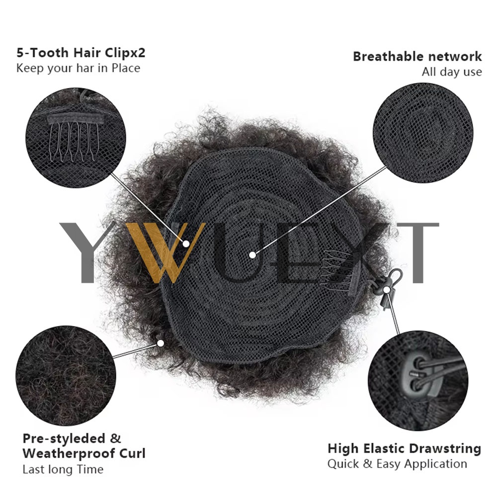 ผมหางม้าแบบ Afro Puff ขนาด 4-6 - Drawstring Afro Curly Puff Ponytail บทวิจารณ์และราคา