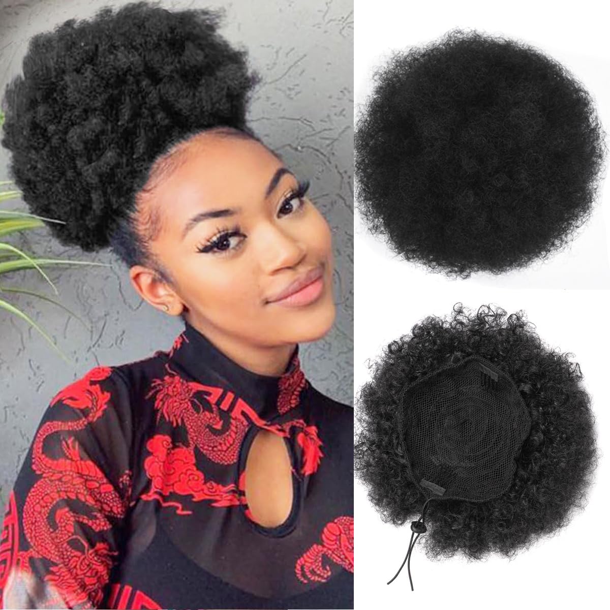 AfroพัฟDrawstringหางม้าสําหรับ - Drawstring Afro Curly Puff Ponytail บทวิจารณ์และราคา