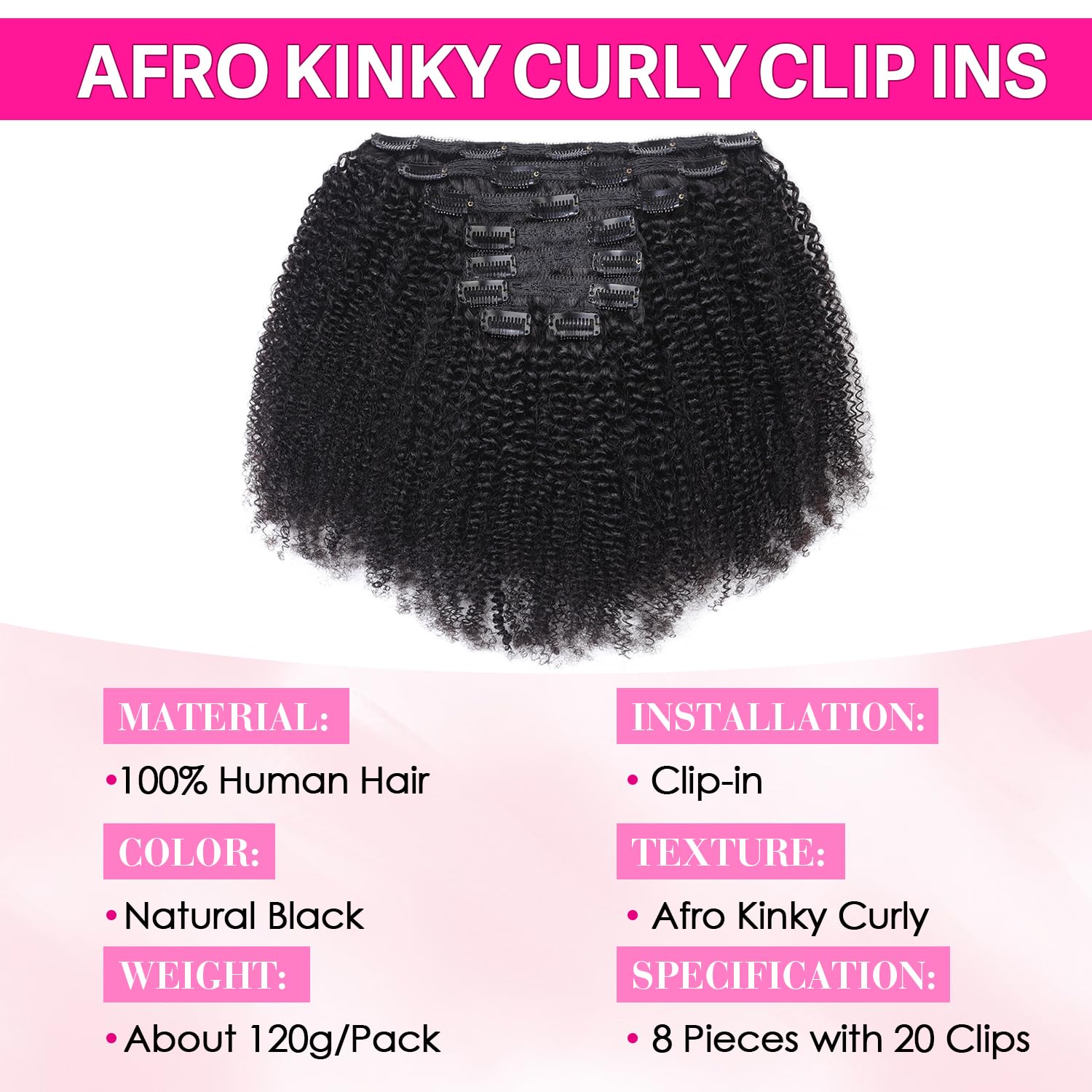 ผมต่อแบบคลิปหนีบ Afro Curly แท - Seamless Clip In Hair Extensions Human Hair บทวิจารณ์และราคา