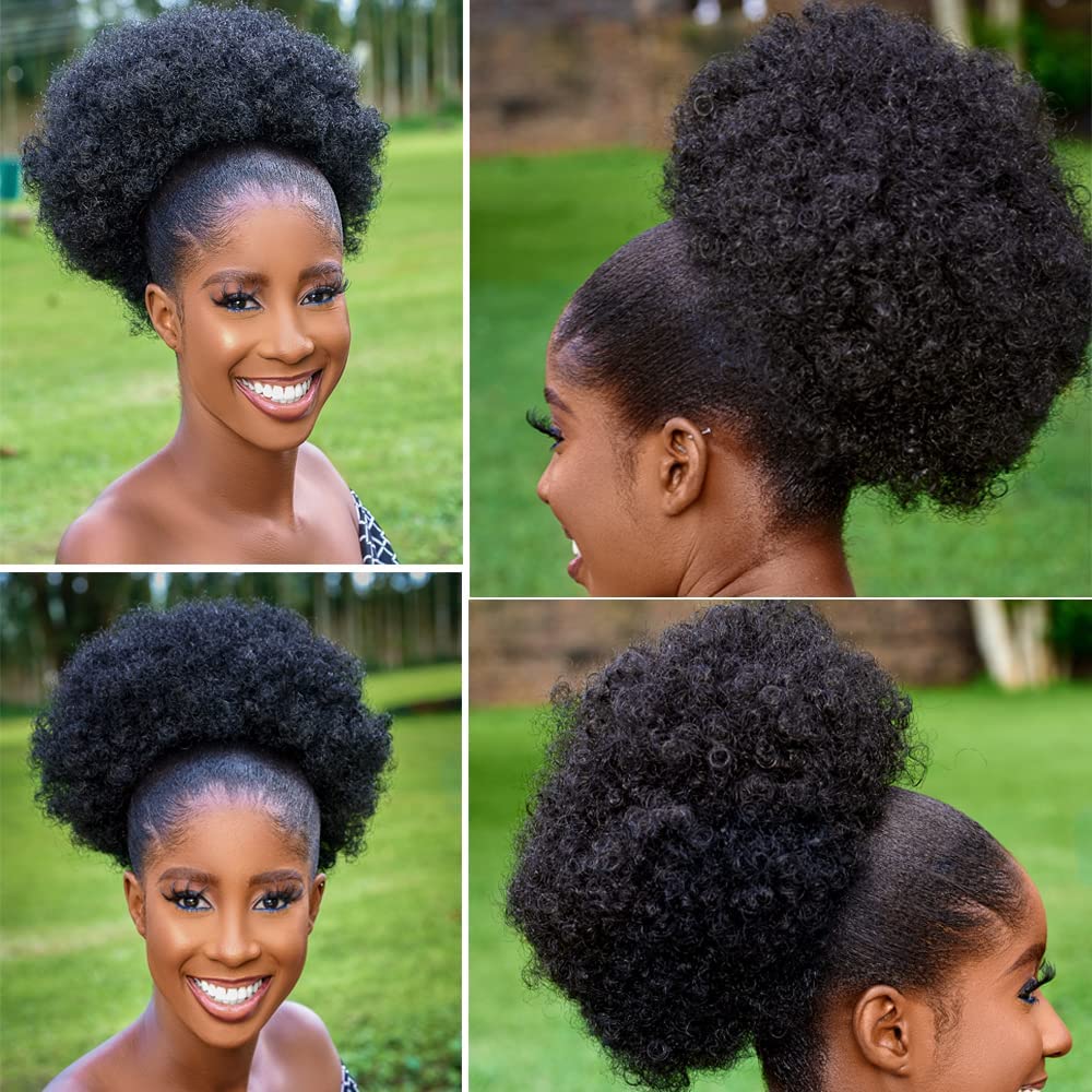 ขนาดใหญ่ Afro พัฟต่อผมหางม้าคล - Drawstring Afro Curly Puff Ponytail บทวิจารณ์และราคา