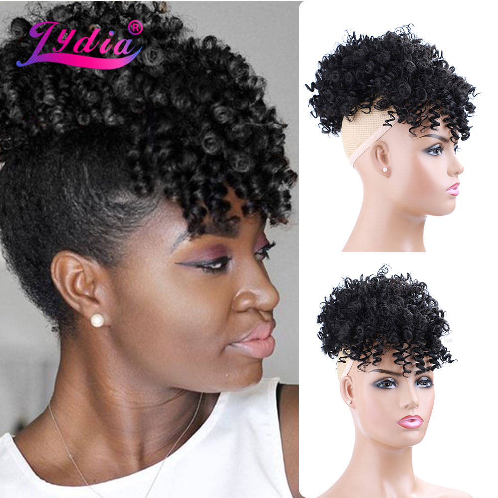 Lydia Drawstring สังเคราะห์สูง - Drawstring Afro Curly Puff Ponytail บทวิจารณ์และราคา