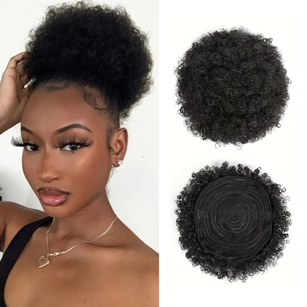 ผมหางม้าแบบ Afro Kinky Puffs ท - Drawstring Afro Curly Puff Ponytail บทวิจารณ์และราคา